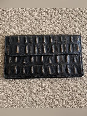 Faux Croc Black Metallic Wallet Card Case